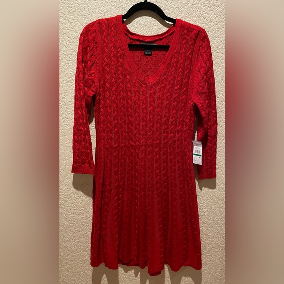 NWT Jessica Howard Red Flowie Sweater Dress Size L - Picture 4 of 8